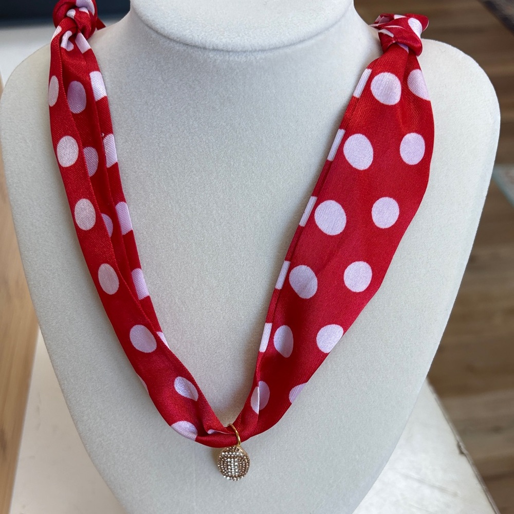 Red Polka Dot Scarf Necklace